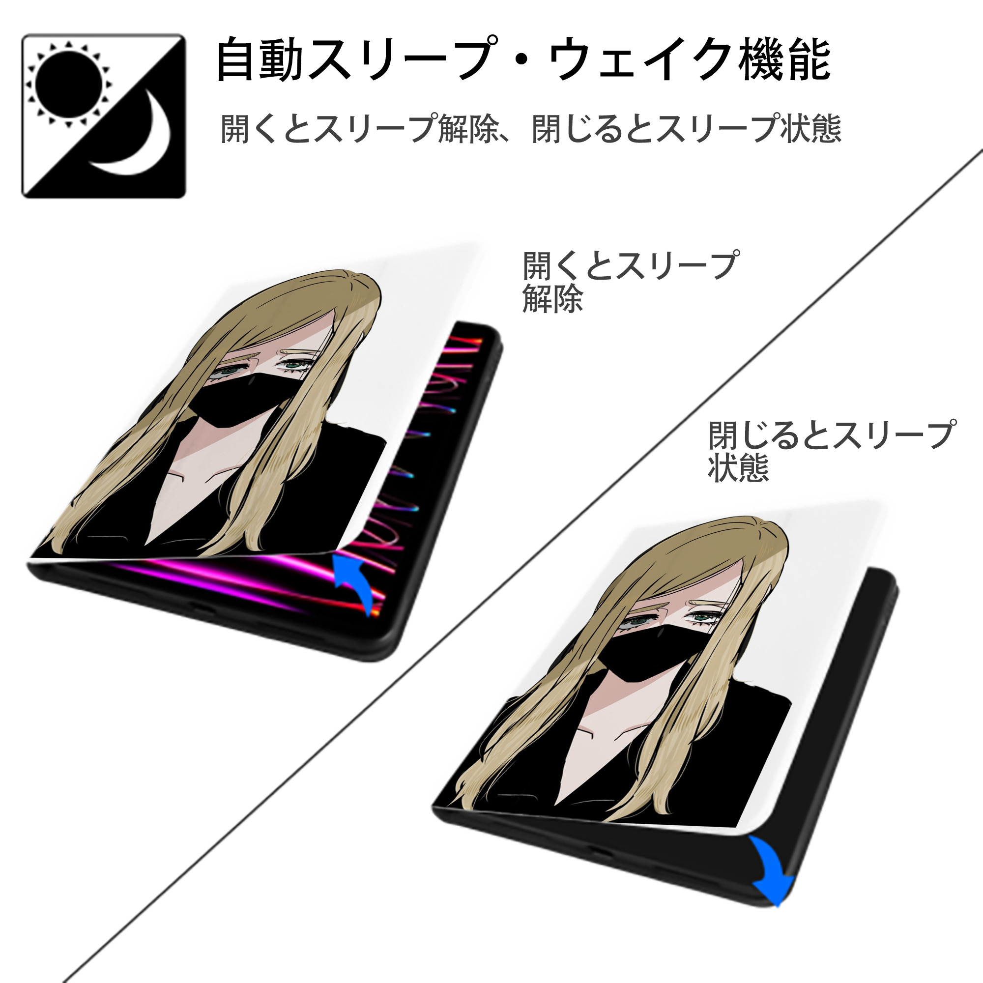 東京リベンジャーズ Tokyo Revengers IPad ケース ペン収納付き 三つ折りスタンド PUレザー×シリコン 対応機種9.5/10.5/10.9インチ