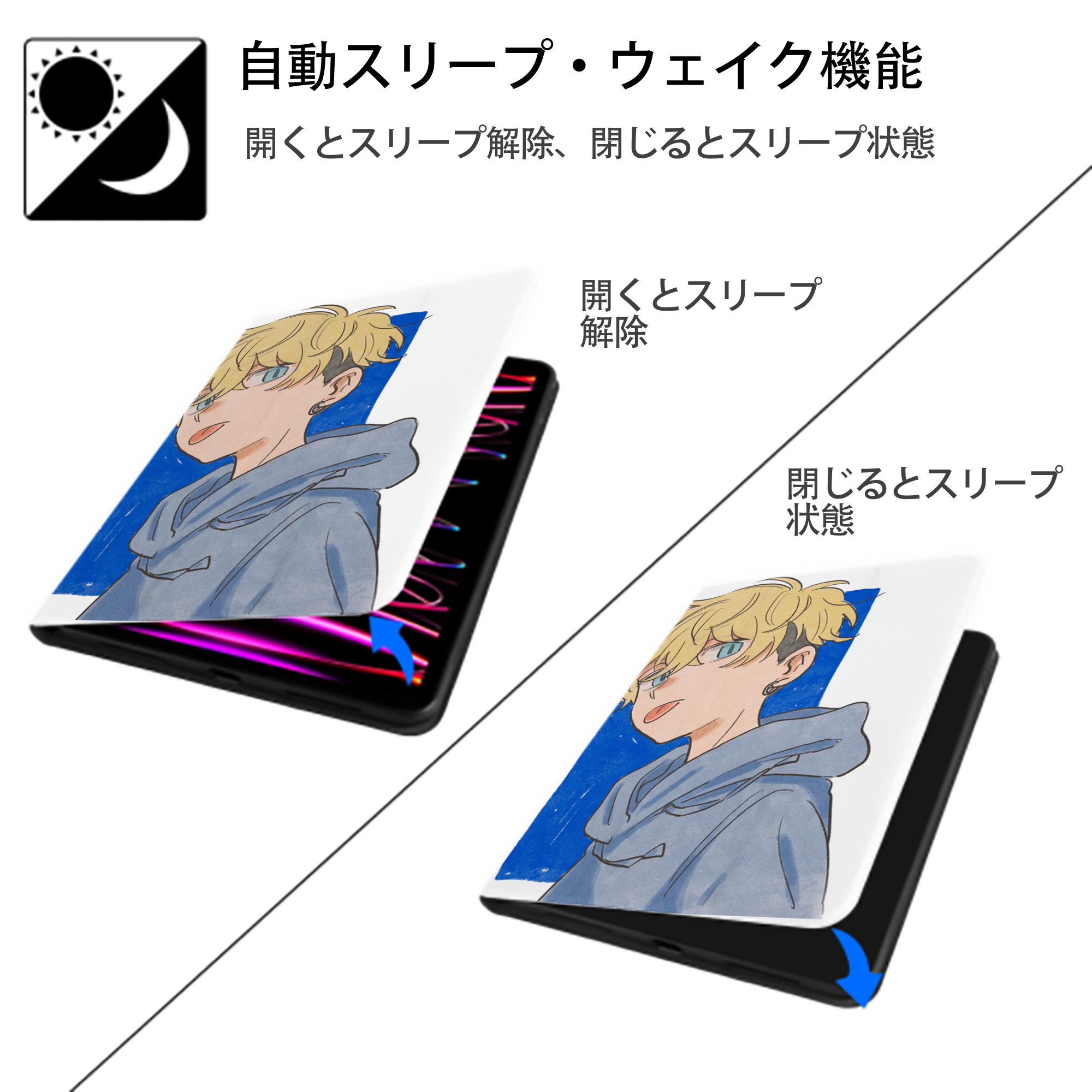 東京リベンジャーズ Tokyo Revengers IPad ケース ペン収納付き 三つ折りスタンド PUレザー×シリコン 対応機種9.5/10.5/10.9インチ