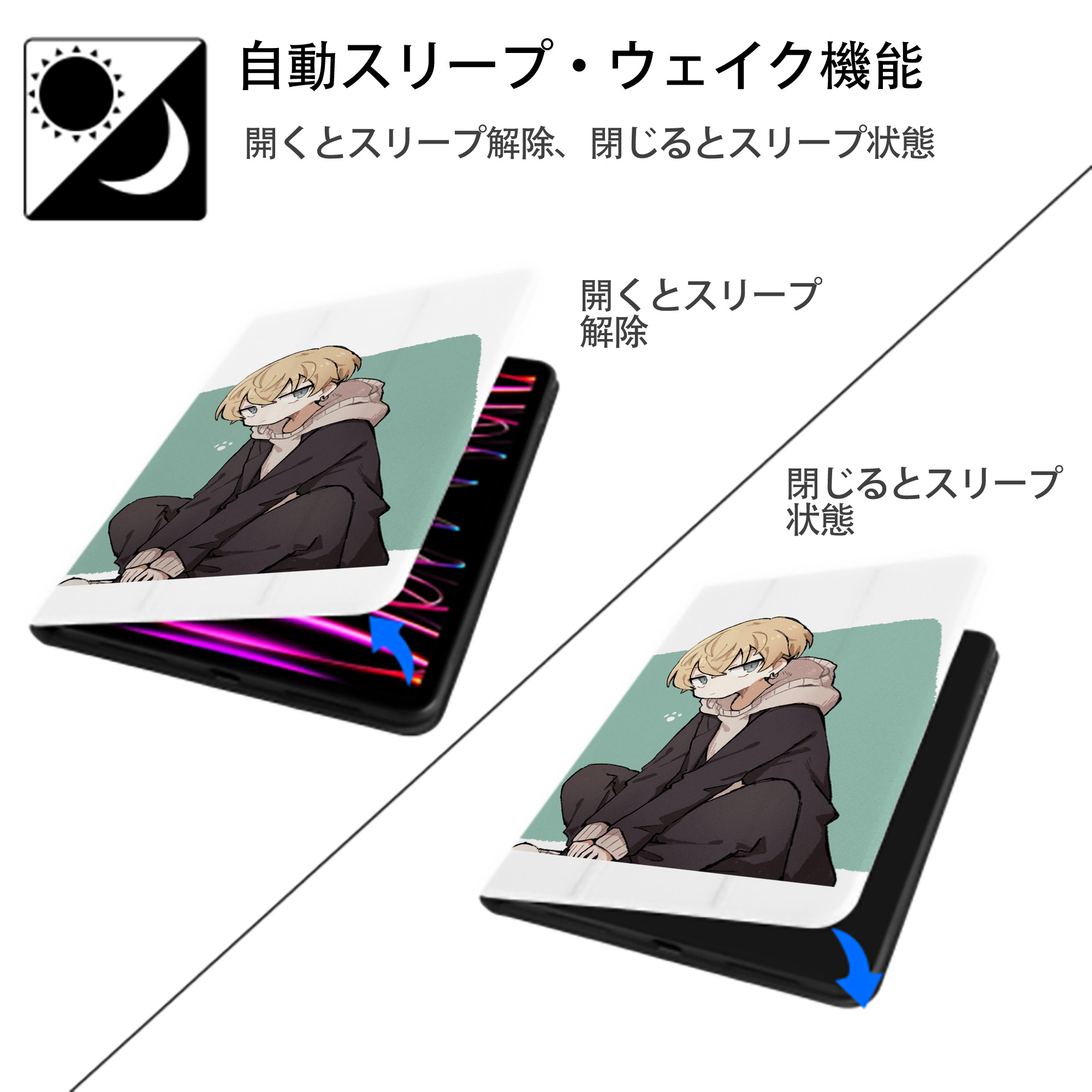 東京リベンジャーズ Tokyo Revengers IPad ケース ペン収納付き 三つ折りスタンド PUレザー×シリコン 対応機種9.5/10.5/10.9インチ