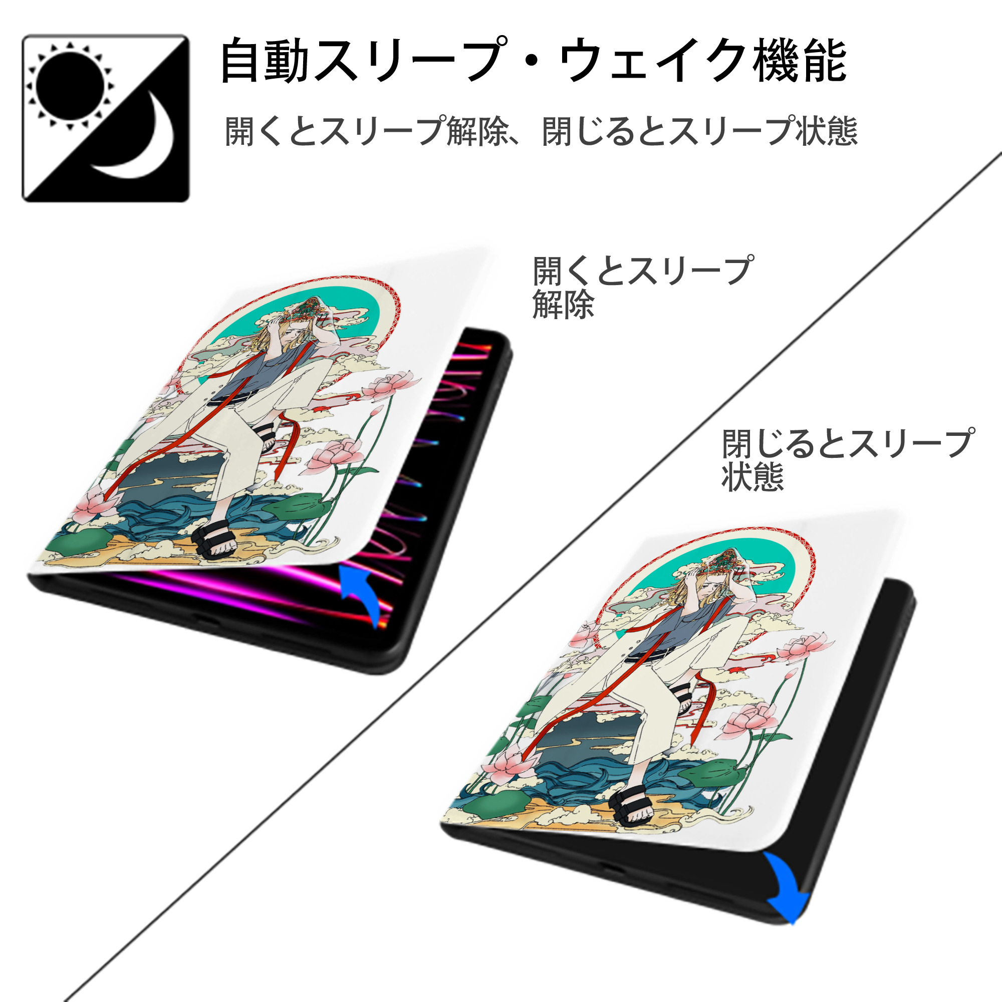 東京リベンジャーズ Tokyo Revengers IPad ケース ペン収納付き 三つ折りスタンド PUレザー×シリコン 対応機種9.5/10.5/10.9インチ
