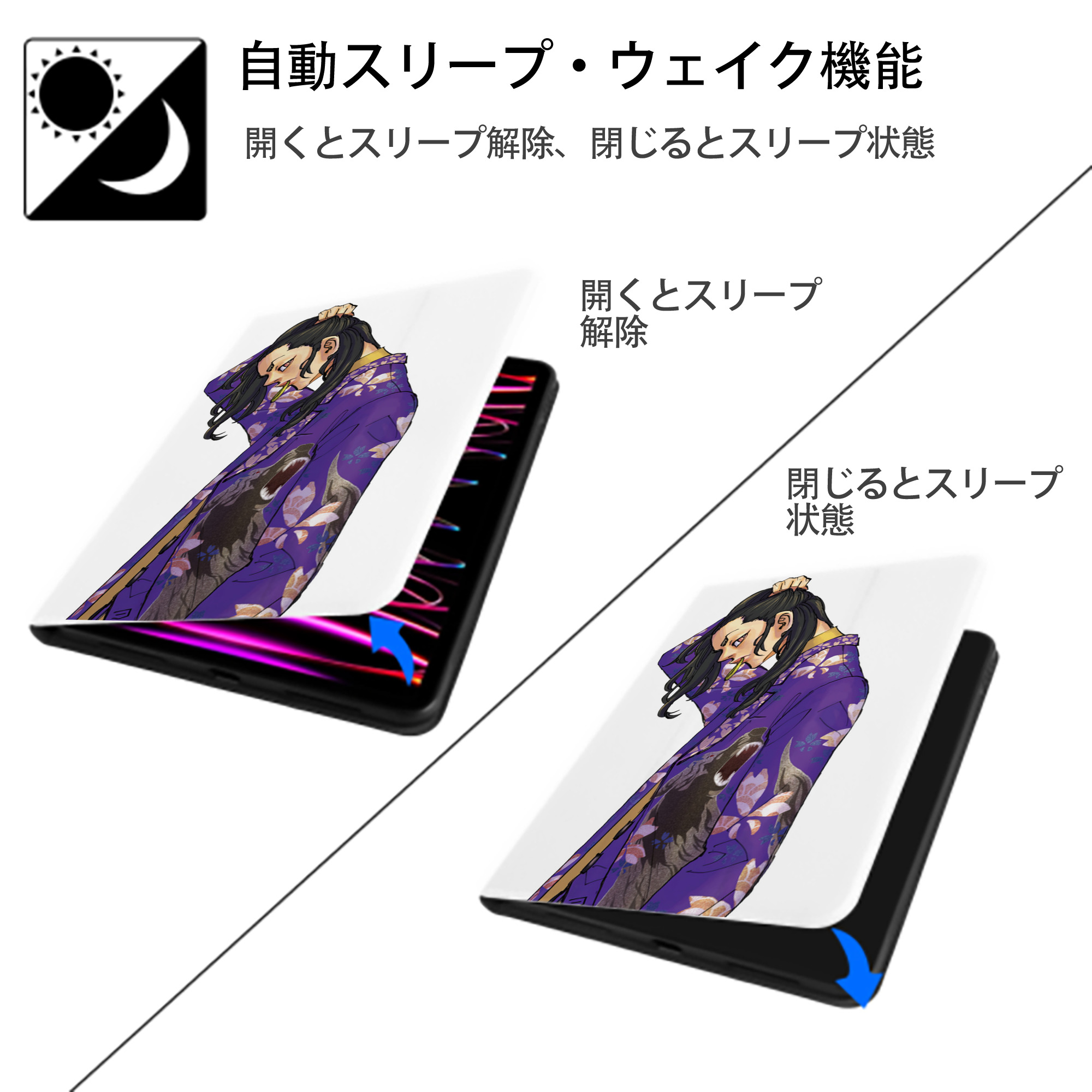 東京リベンジャーズ Tokyo Revengers IPad ケース ペン収納付き 三つ折りスタンド PUレザー×シリコン 対応機種9.5/10.5/10.9インチ
