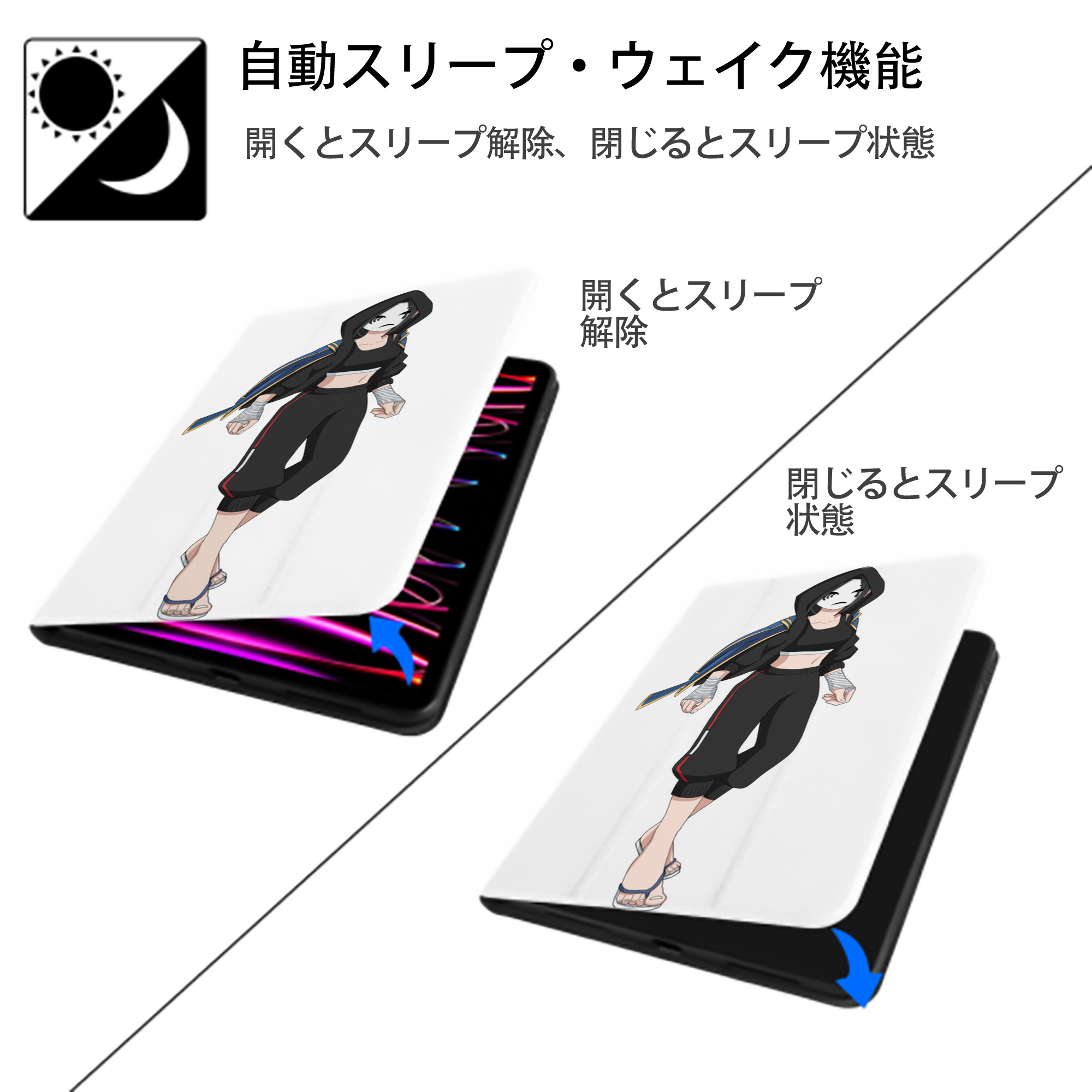 東京リベンジャーズ Tokyo Revengers IPad ケース ペン収納付き 三つ折りスタンド PUレザー×シリコン 対応機種9.5/10.5/10.9インチ