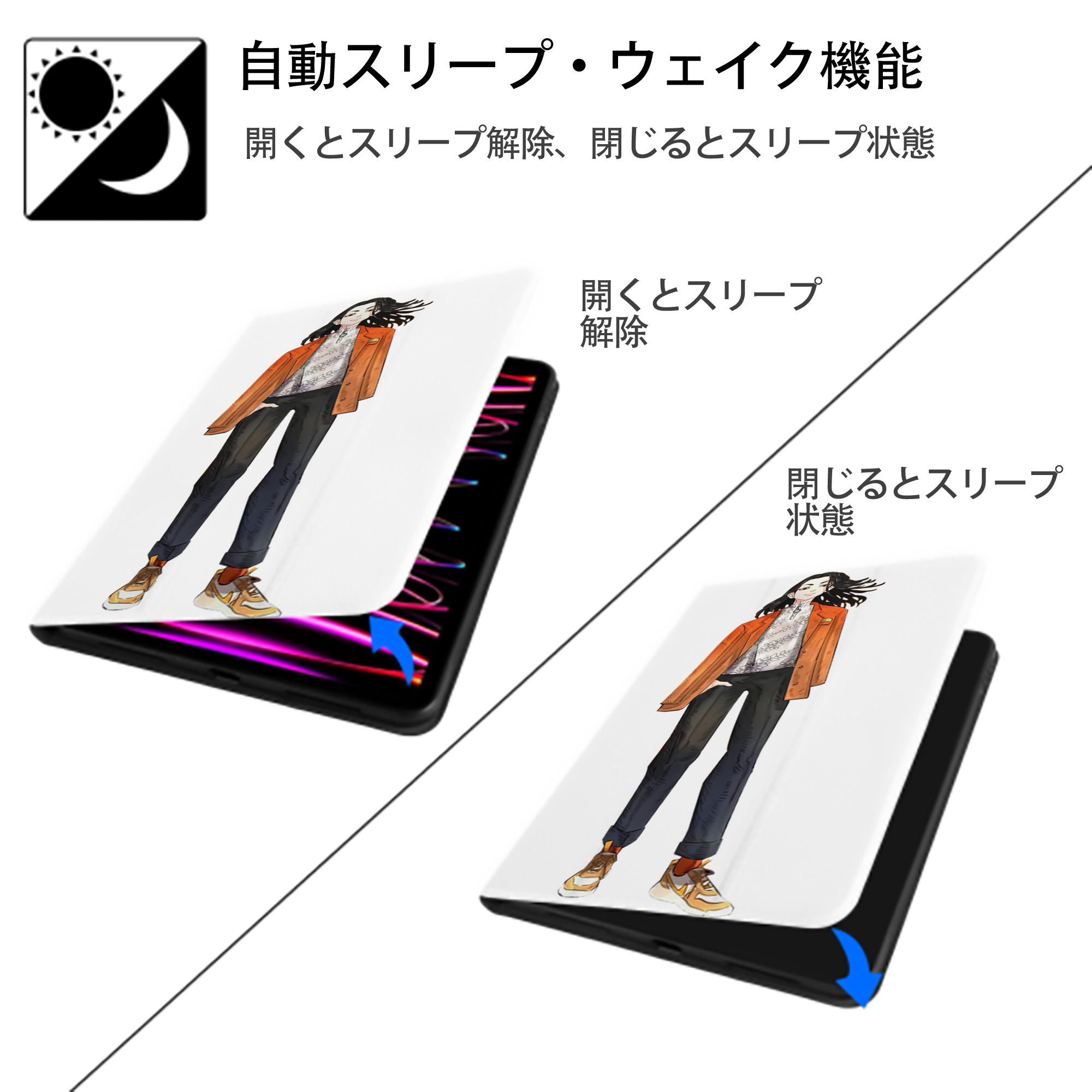東京リベンジャーズ Tokyo Revengers IPad ケース ペン収納付き 三つ折りスタンド PUレザー×シリコン 対応機種9.5/10.5/10.9インチ