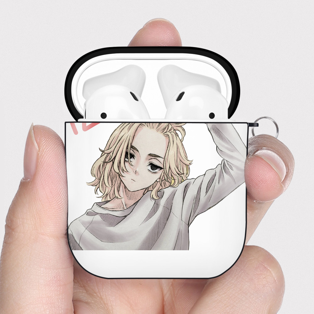 （画像用） 東京リベンジャーズ Tokyo Revengers AirPods 第2世代保護ケース ハードシェル ブラック 耐衝撃・防指紋・カラビナ付き
