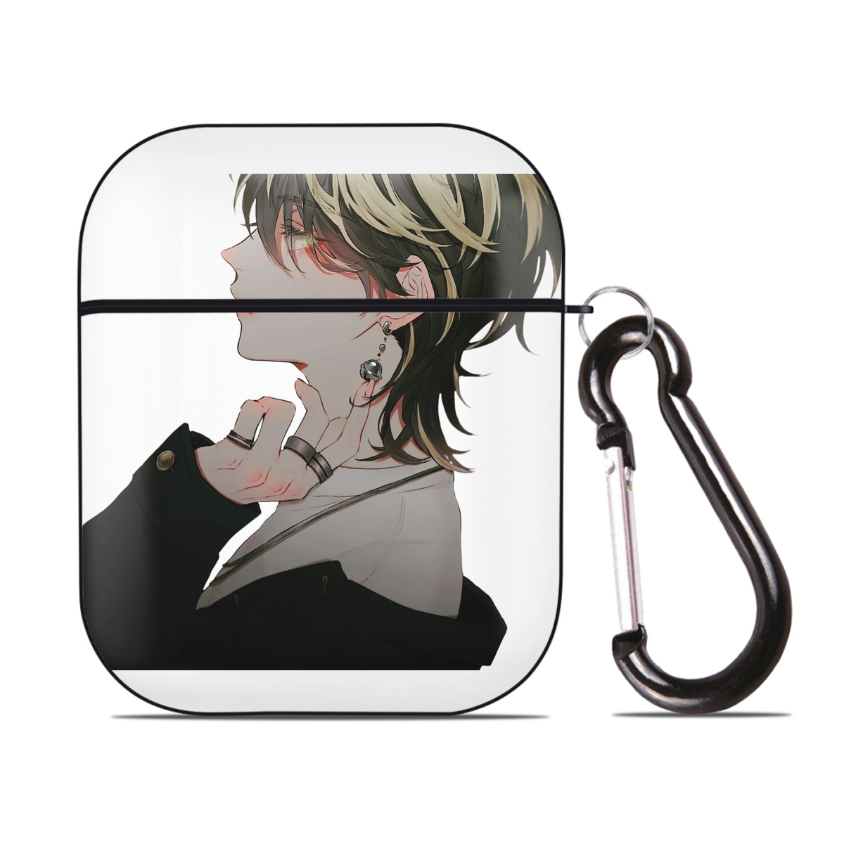 （画像用） 東京リベンジャーズ Tokyo Revengers AirPods 第2世代保護ケース ハードシェル ブラック 耐衝撃・防指紋・カラビナ付き