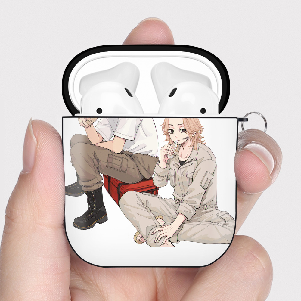 （画像用） 東京リベンジャーズ Tokyo Revengers AirPods 第2世代保護ケース ハードシェル ブラック 耐衝撃・防指紋・カラビナ付き