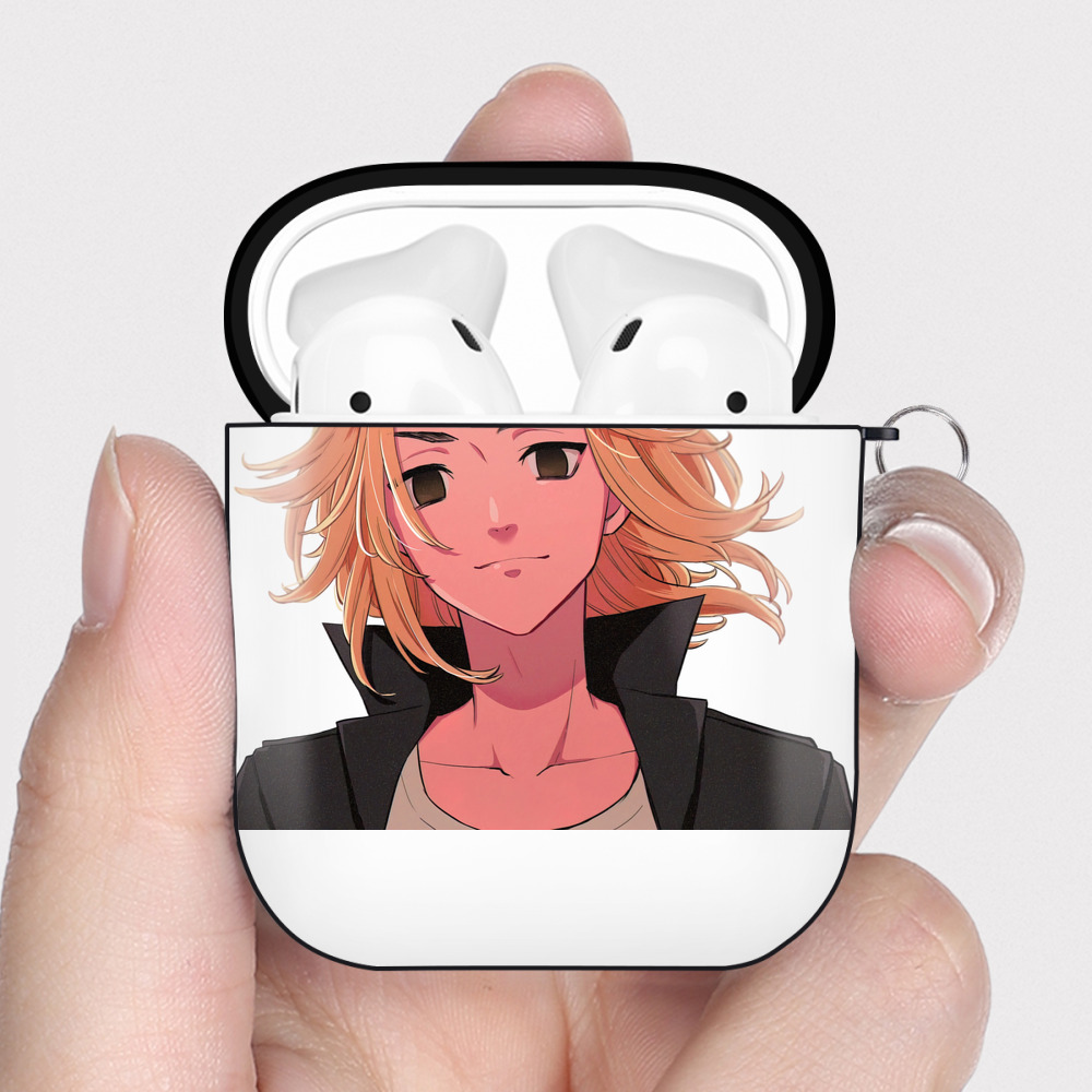 （画像用） 東京リベンジャーズ Tokyo Revengers AirPods 第2世代保護ケース ハードシェル ブラック 耐衝撃・防指紋・カラビナ付き