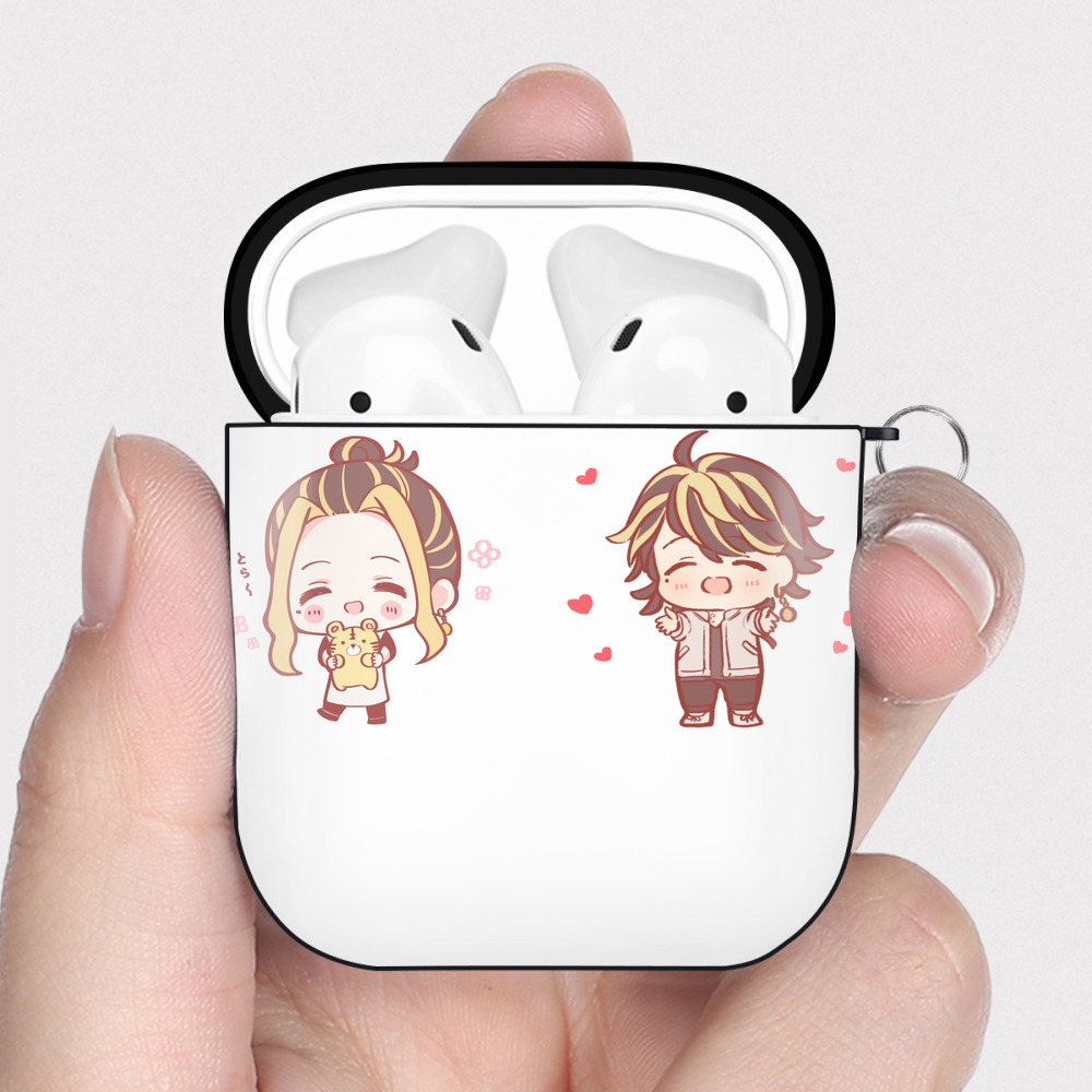 （画像用） 東京リベンジャーズ Tokyo Revengers AirPods 第2世代保護ケース ハードシェル ブラック 耐衝撃・防指紋・カラビナ付き