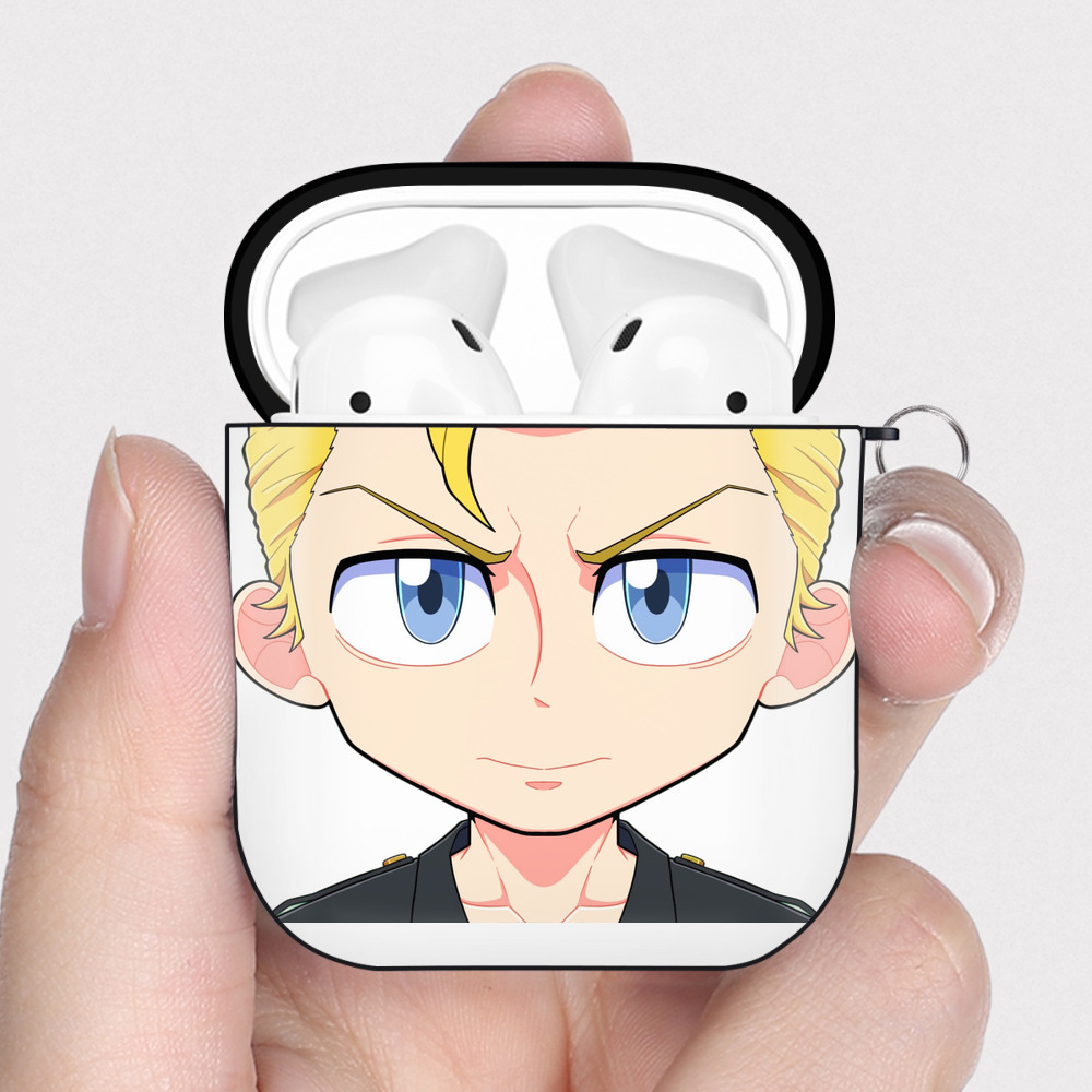 （画像用） 東京リベンジャーズ Tokyo Revengers AirPods 第2世代保護ケース ハードシェル ブラック 耐衝撃・防指紋・カラビナ付き