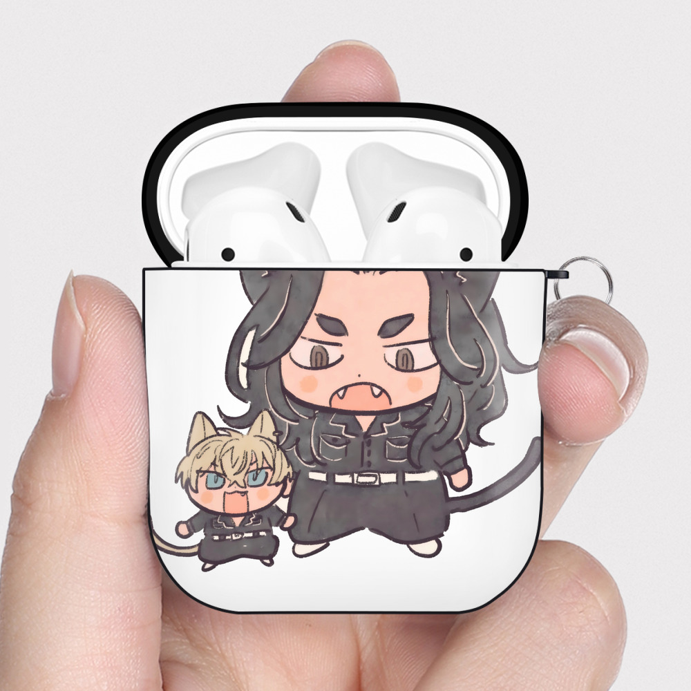 （画像用） 東京リベンジャーズ Tokyo Revengers AirPods 第2世代保護ケース ハードシェル ブラック 耐衝撃・防指紋・カラビナ付き