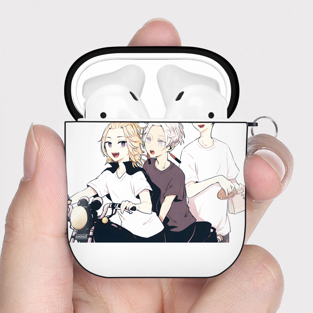 （画像用） 東京リベンジャーズ Tokyo Revengers AirPods 第2世代保護ケース ハードシェル ブラック 耐衝撃・防指紋・カラビナ付き