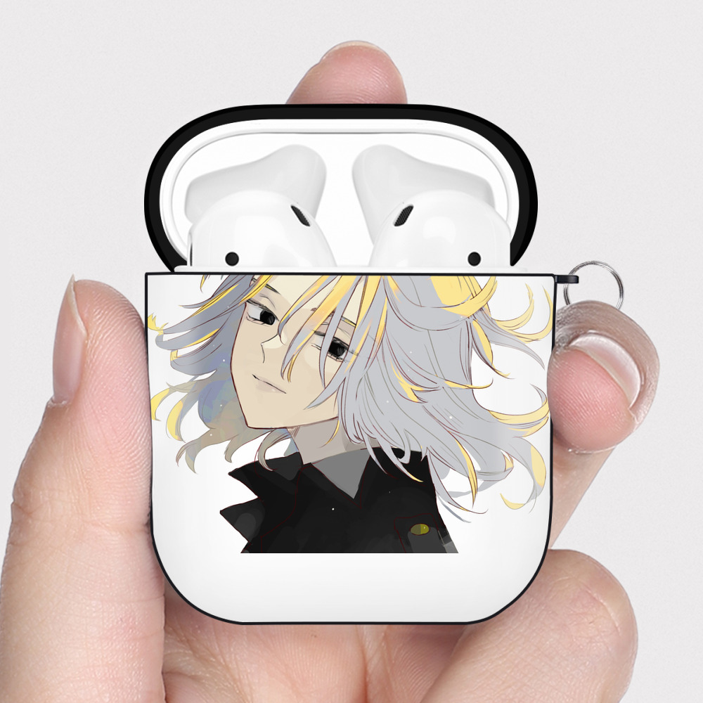 （画像用） 東京リベンジャーズ Tokyo Revengers AirPods 第2世代保護ケース ハードシェル ブラック 耐衝撃・防指紋・カラビナ付き