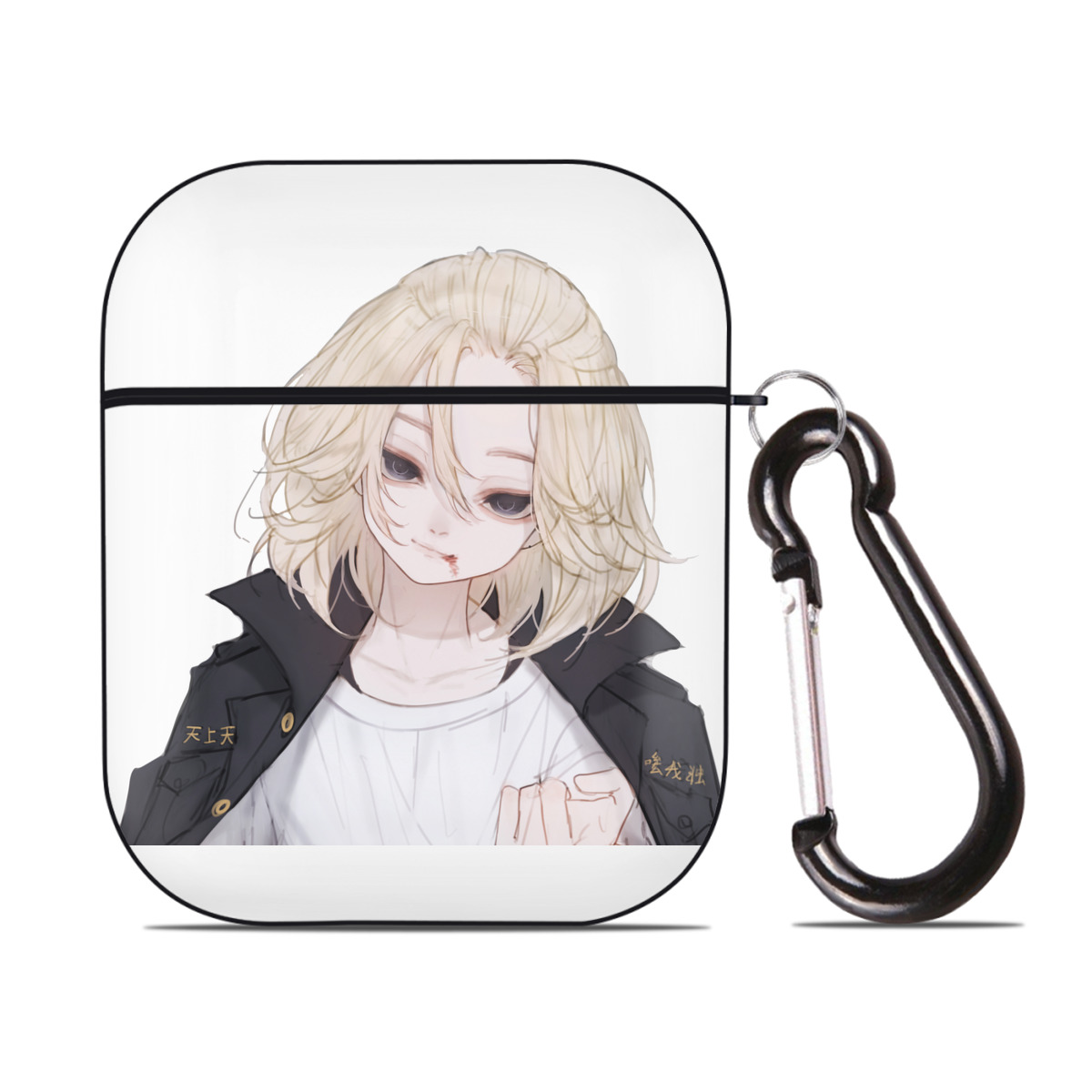 （画像用） 東京リベンジャーズ Tokyo Revengers AirPods 第2世代保護ケース ハードシェル ブラック 耐衝撃・防指紋・カラビナ付き