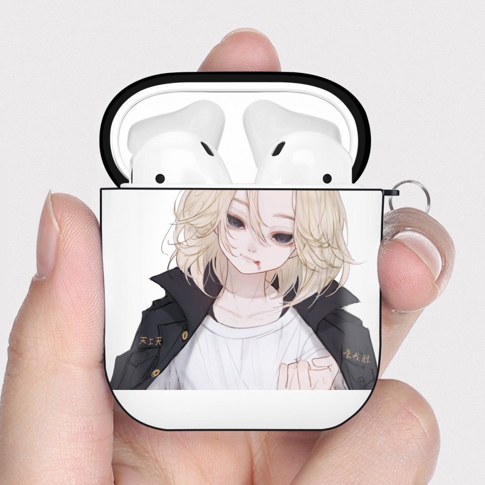 （画像用） 東京リベンジャーズ Tokyo Revengers AirPods 第2世代保護ケース ハードシェル ブラック 耐衝撃・防指紋・カラビナ付き