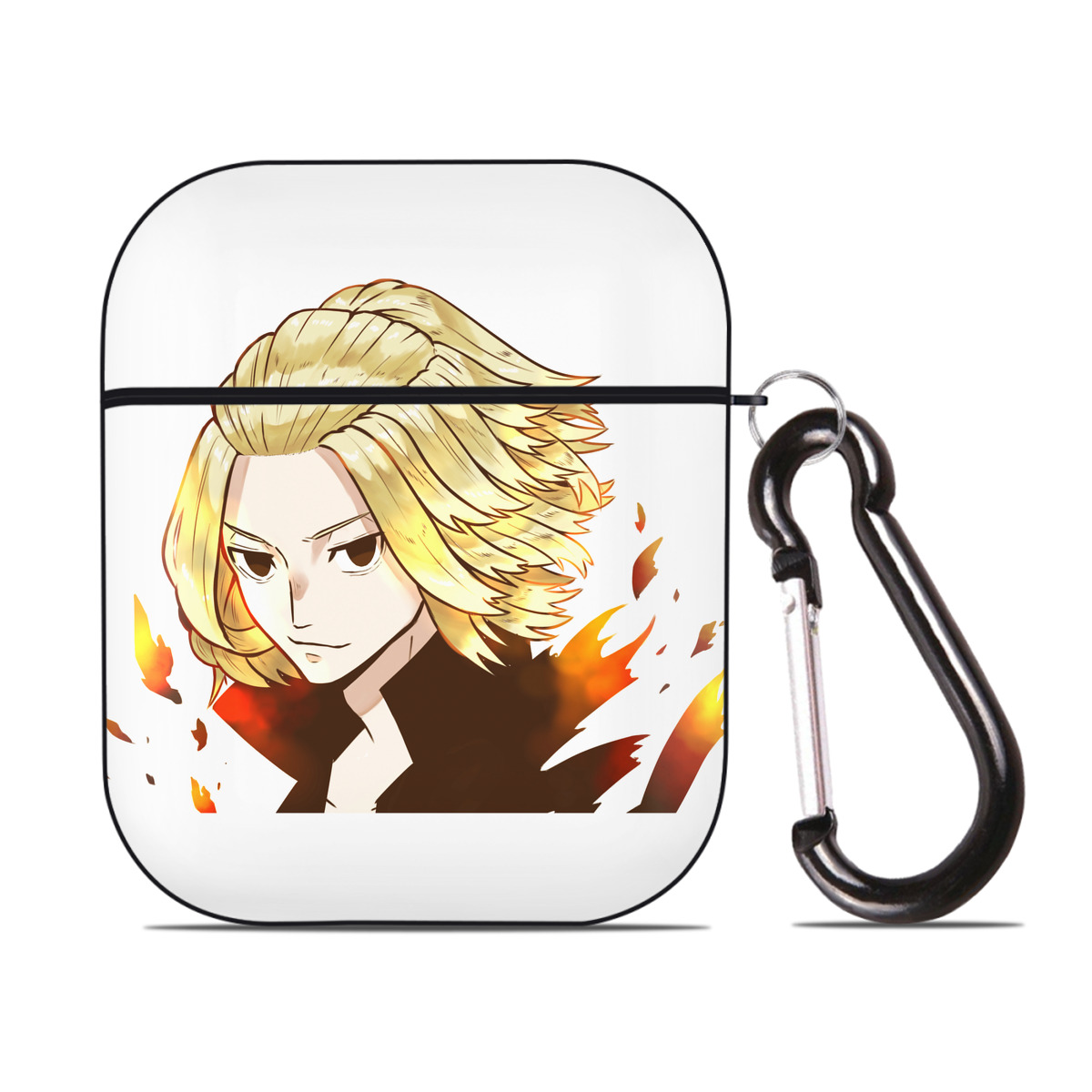 （画像用） 東京リベンジャーズ Tokyo Revengers AirPods 第2世代保護ケース ハードシェル ブラック 耐衝撃・防指紋・カラビナ付き