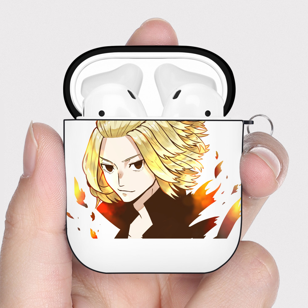 （画像用） 東京リベンジャーズ Tokyo Revengers AirPods 第2世代保護ケース ハードシェル ブラック 耐衝撃・防指紋・カラビナ付き