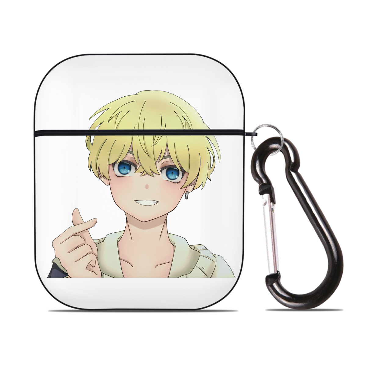 （画像用） 東京リベンジャーズ Tokyo Revengers AirPods 第2世代保護ケース ハードシェル ブラック 耐衝撃・防指紋・カラビナ付き
