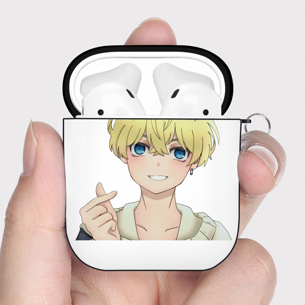 （画像用） 東京リベンジャーズ Tokyo Revengers AirPods 第2世代保護ケース ハードシェル ブラック 耐衝撃・防指紋・カラビナ付き