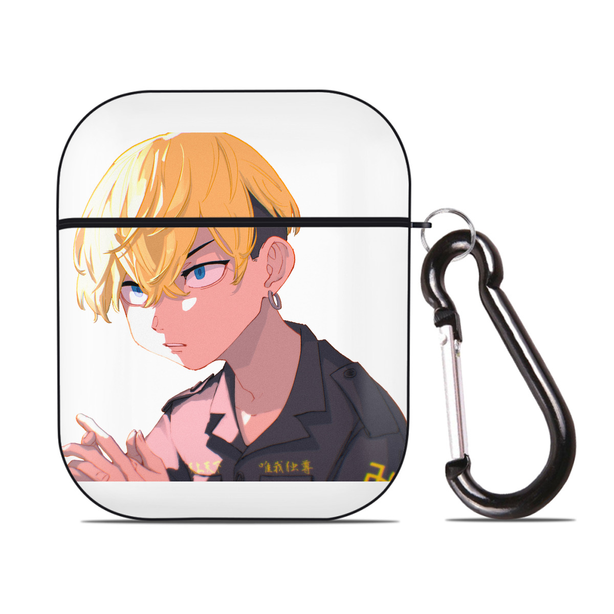 （画像用） 東京リベンジャーズ Tokyo Revengers AirPods 第2世代保護ケース ハードシェル ブラック 耐衝撃・防指紋・カラビナ付き