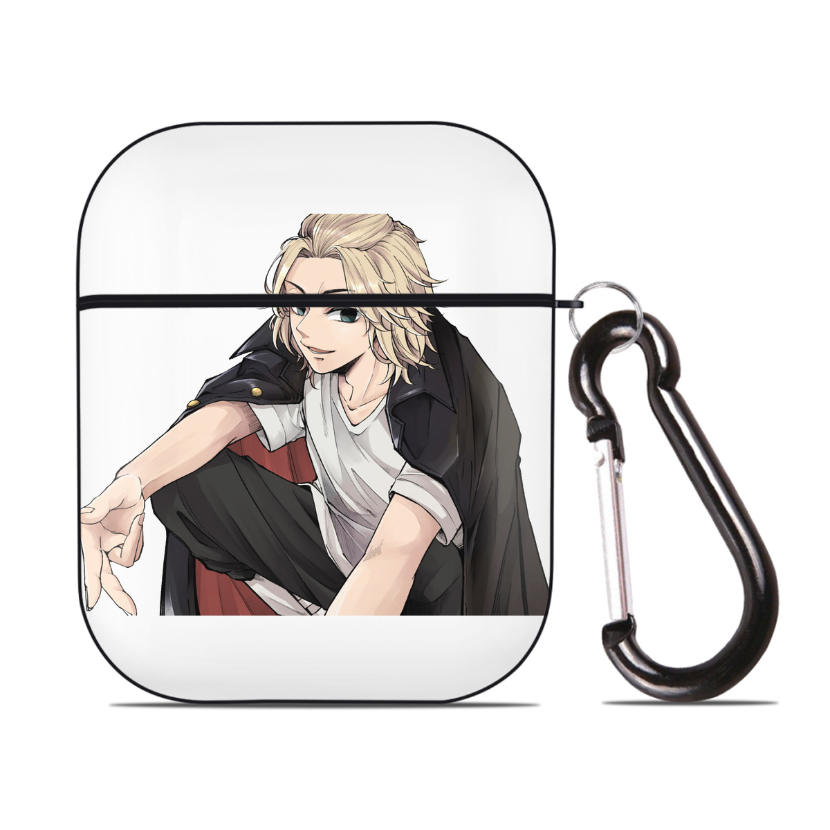 （画像用） 東京リベンジャーズ Tokyo Revengers AirPods 第2世代保護ケース ハードシェル ブラック 耐衝撃・防指紋・カラビナ付き