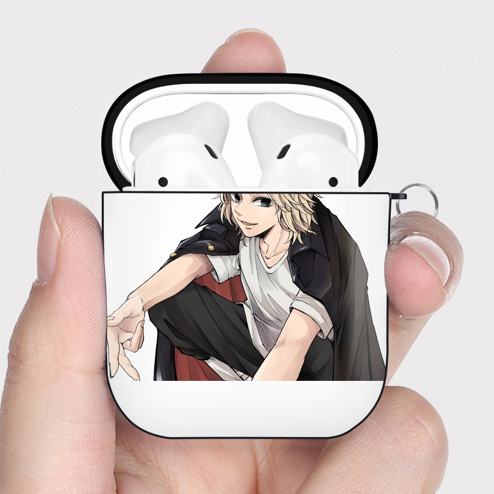 （画像用） 東京リベンジャーズ Tokyo Revengers AirPods 第2世代保護ケース ハードシェル ブラック 耐衝撃・防指紋・カラビナ付き