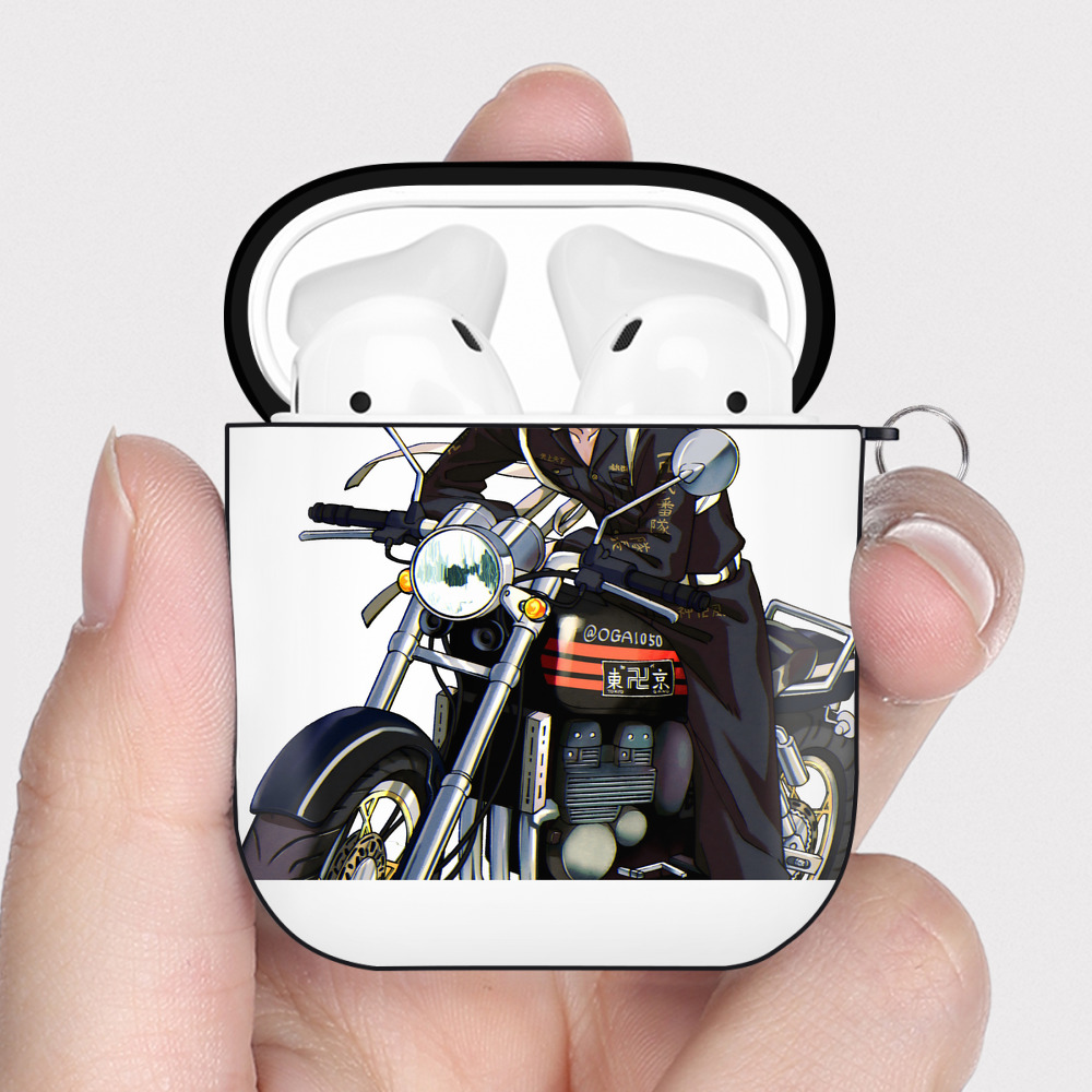 （画像用） 東京リベンジャーズ Tokyo Revengers AirPods 第2世代保護ケース ハードシェル ブラック 耐衝撃・防指紋・カラビナ付き