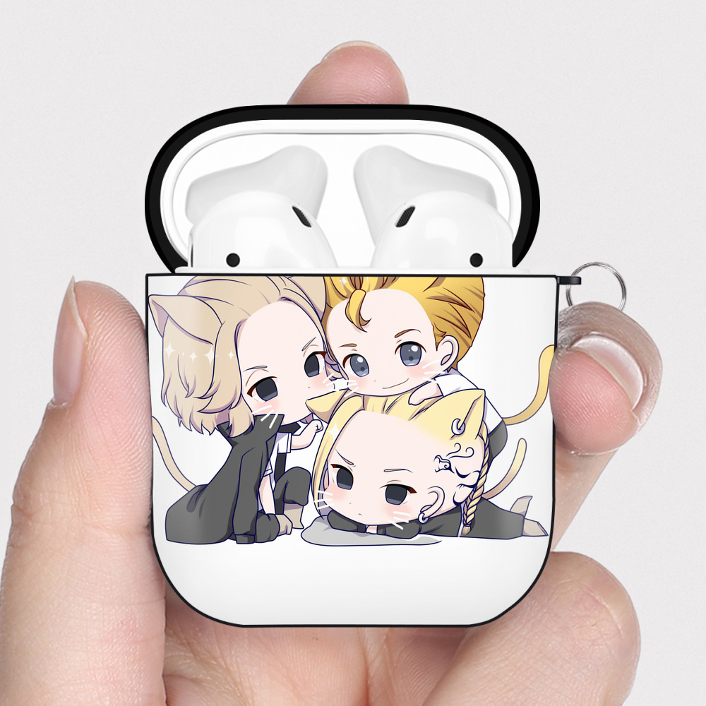 （画像用） 東京リベンジャーズ Tokyo Revengers AirPods 第2世代保護ケース ハードシェル ブラック 耐衝撃・防指紋・カラビナ付き