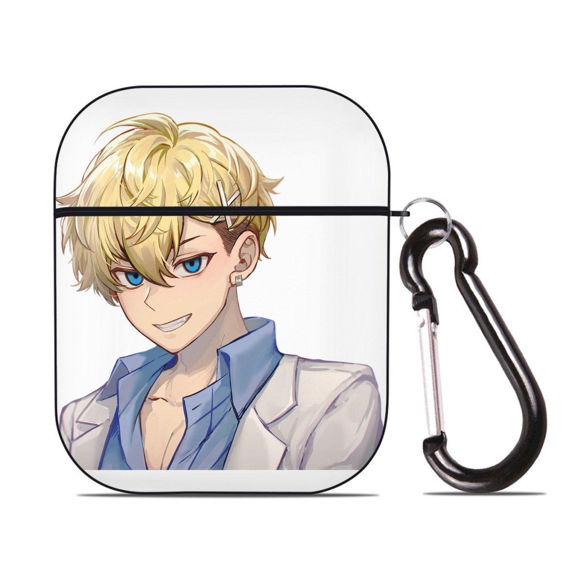（画像用） 東京リベンジャーズ Tokyo Revengers AirPods 第2世代保護ケース ハードシェル ブラック 耐衝撃・防指紋・カラビナ付き