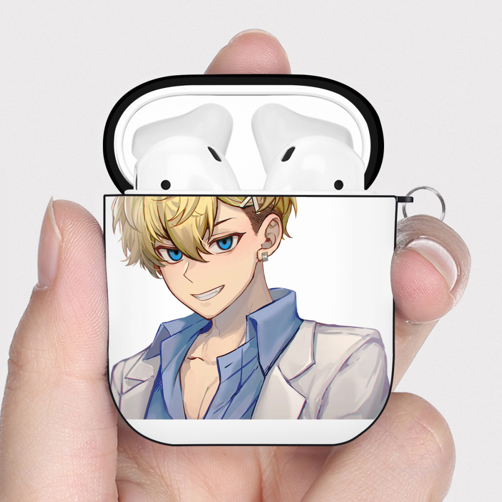 （画像用） 東京リベンジャーズ Tokyo Revengers AirPods 第2世代保護ケース ハードシェル ブラック 耐衝撃・防指紋・カラビナ付き