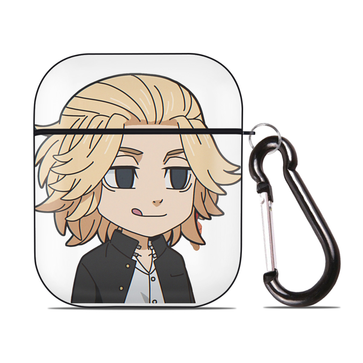 （画像用） 東京リベンジャーズ Tokyo Revengers AirPods 第2世代保護ケース ハードシェル ブラック 耐衝撃・防指紋・カラビナ付き