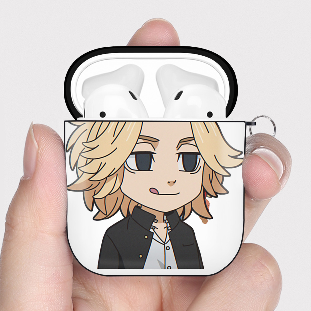 （画像用） 東京リベンジャーズ Tokyo Revengers AirPods 第2世代保護ケース ハードシェル ブラック 耐衝撃・防指紋・カラビナ付き
