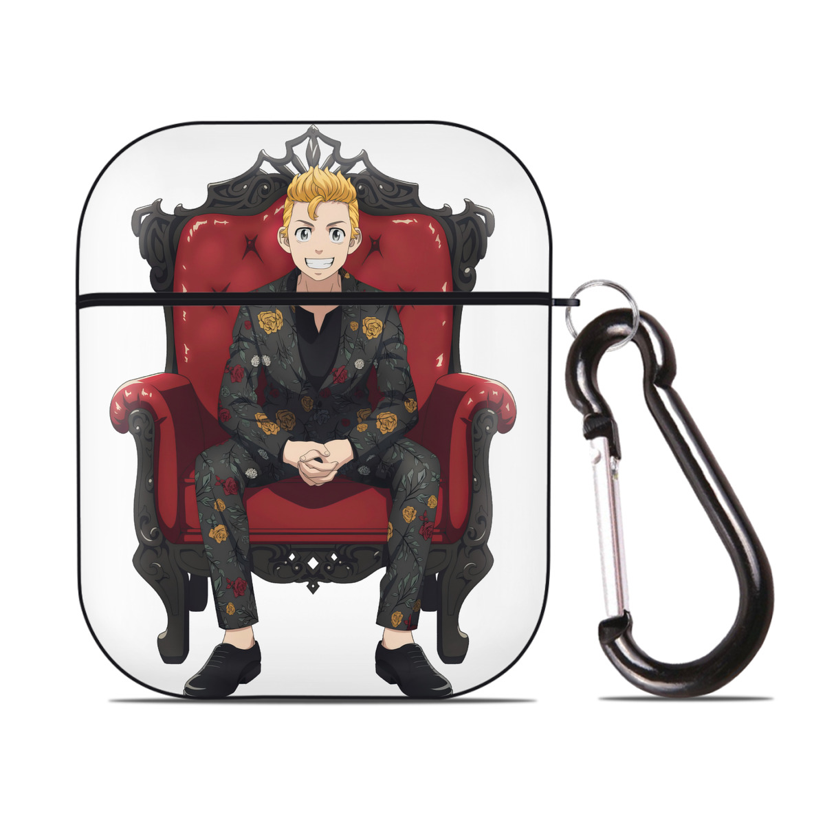 （画像用） 東京リベンジャーズ Tokyo Revengers AirPods 第2世代保護ケース ハードシェル ブラック 耐衝撃・防指紋・カラビナ付き