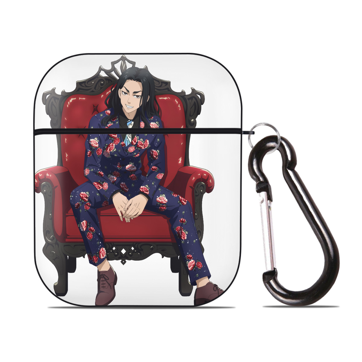（画像用） 東京リベンジャーズ Tokyo Revengers AirPods 第2世代保護ケース ハードシェル ブラック 耐衝撃・防指紋・カラビナ付き