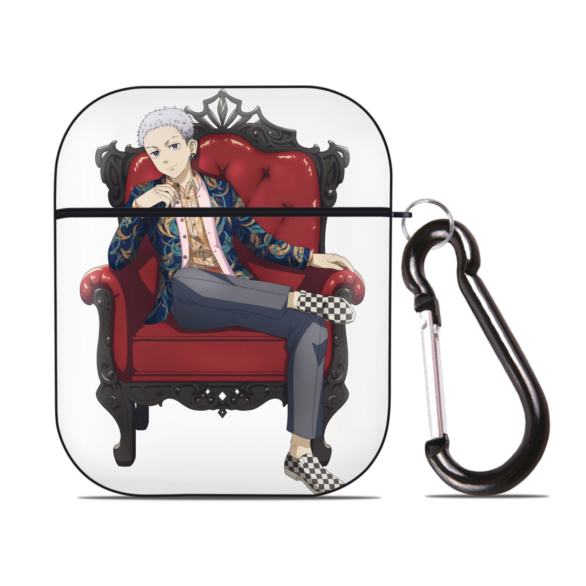 （画像用） 東京リベンジャーズ Tokyo Revengers AirPods 第2世代保護ケース ハードシェル ブラック 耐衝撃・防指紋・カラビナ付き