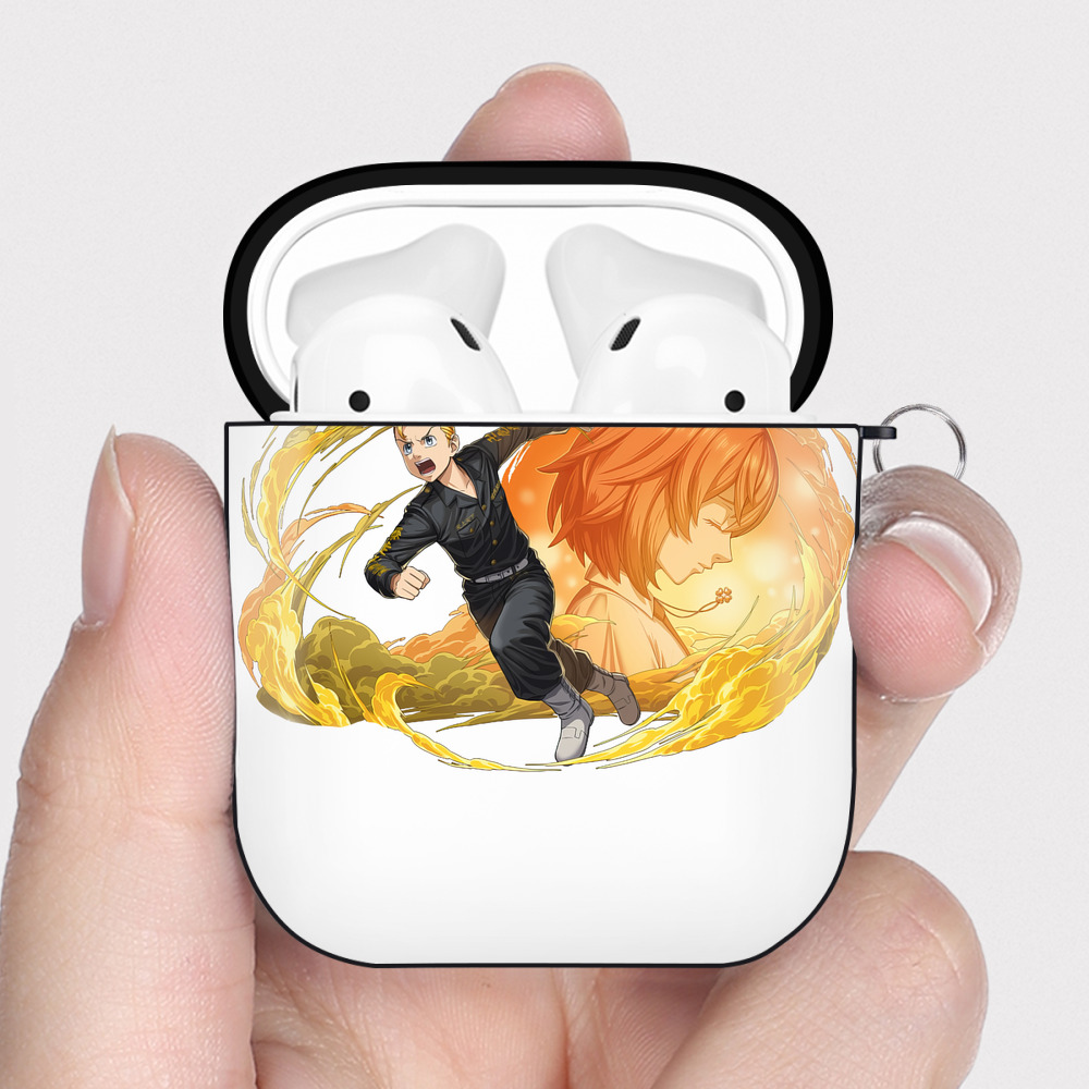 （画像用） 東京リベンジャーズ Tokyo Revengers AirPods 第2世代保護ケース ハードシェル ブラック 耐衝撃・防指紋・カラビナ付き