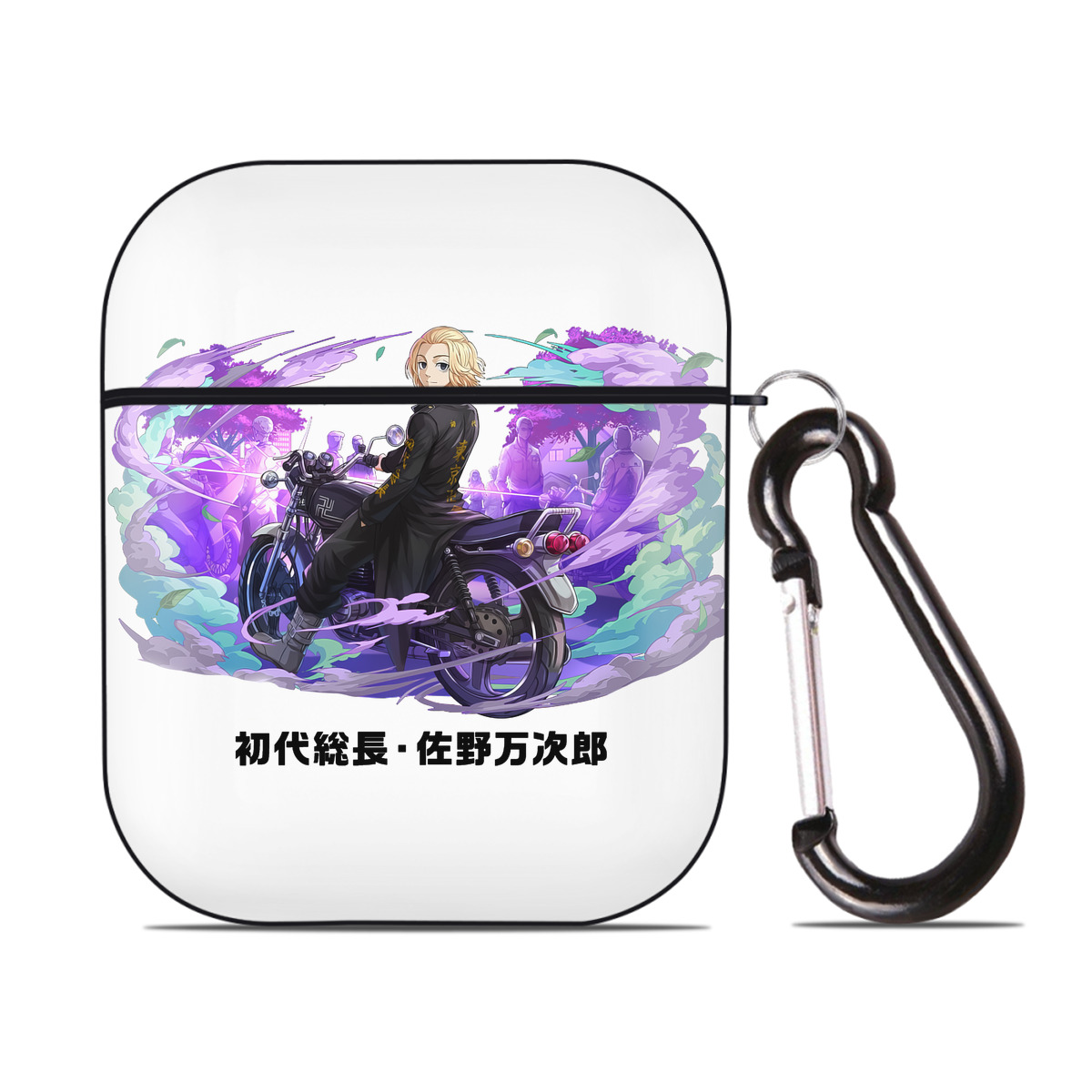 （画像用） 東京リベンジャーズ Tokyo Revengers AirPods 第2世代保護ケース ハードシェル ブラック 耐衝撃・防指紋・カラビナ付き