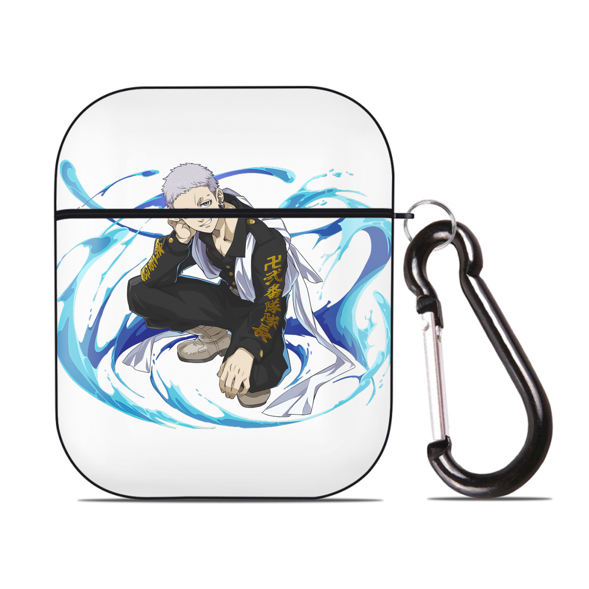 （画像用） 東京リベンジャーズ Tokyo Revengers AirPods 第2世代保護ケース ハードシェル ブラック 耐衝撃・防指紋・カラビナ付き