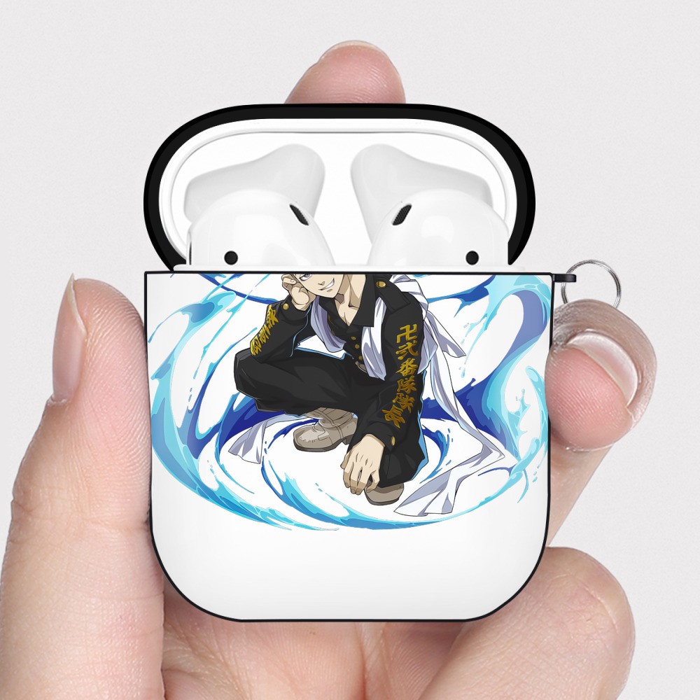 （画像用） 東京リベンジャーズ Tokyo Revengers AirPods 第2世代保護ケース ハードシェル ブラック 耐衝撃・防指紋・カラビナ付き