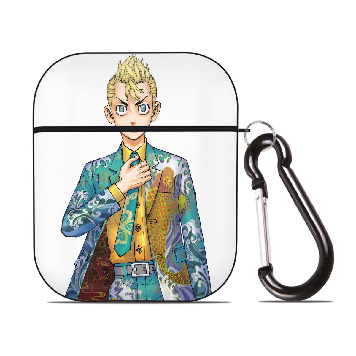 （画像用） 東京リベンジャーズ Tokyo Revengers AirPods 第2世代保護ケース ハードシェル ブラック 耐衝撃・防指紋・カラビナ付き