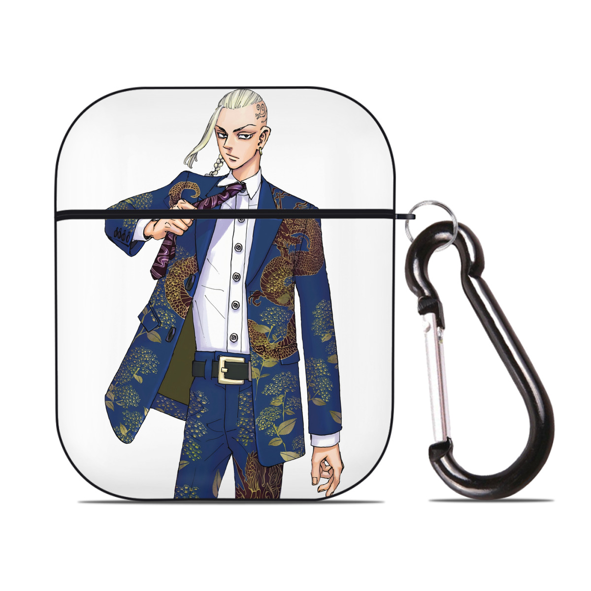 （画像用） 東京リベンジャーズ Tokyo Revengers AirPods 第2世代保護ケース ハードシェル ブラック 耐衝撃・防指紋・カラビナ付き
