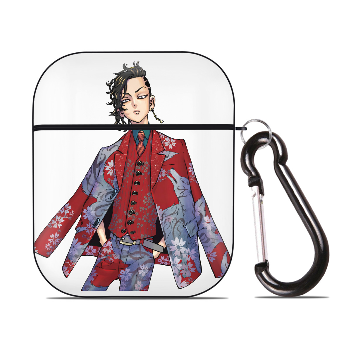 （画像用） 東京リベンジャーズ Tokyo Revengers AirPods 第2世代保護ケース ハードシェル ブラック 耐衝撃・防指紋・カラビナ付き