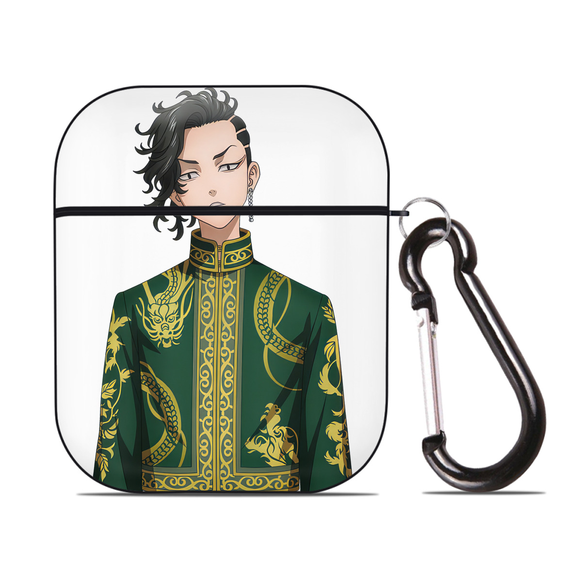 （画像用） 東京リベンジャーズ Tokyo Revengers AirPods 第2世代保護ケース ハードシェル ブラック 耐衝撃・防指紋・カラビナ付き