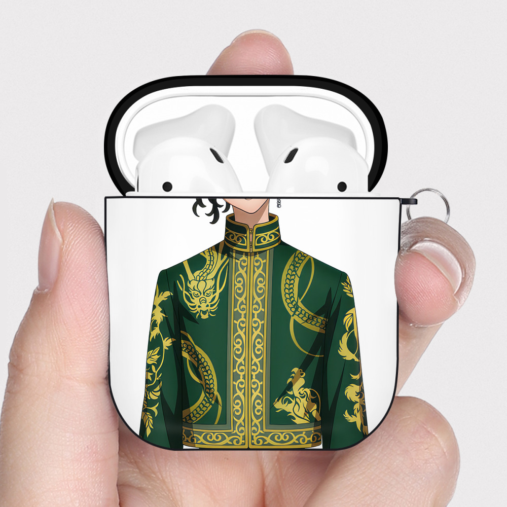 （画像用） 東京リベンジャーズ Tokyo Revengers AirPods 第2世代保護ケース ハードシェル ブラック 耐衝撃・防指紋・カラビナ付き