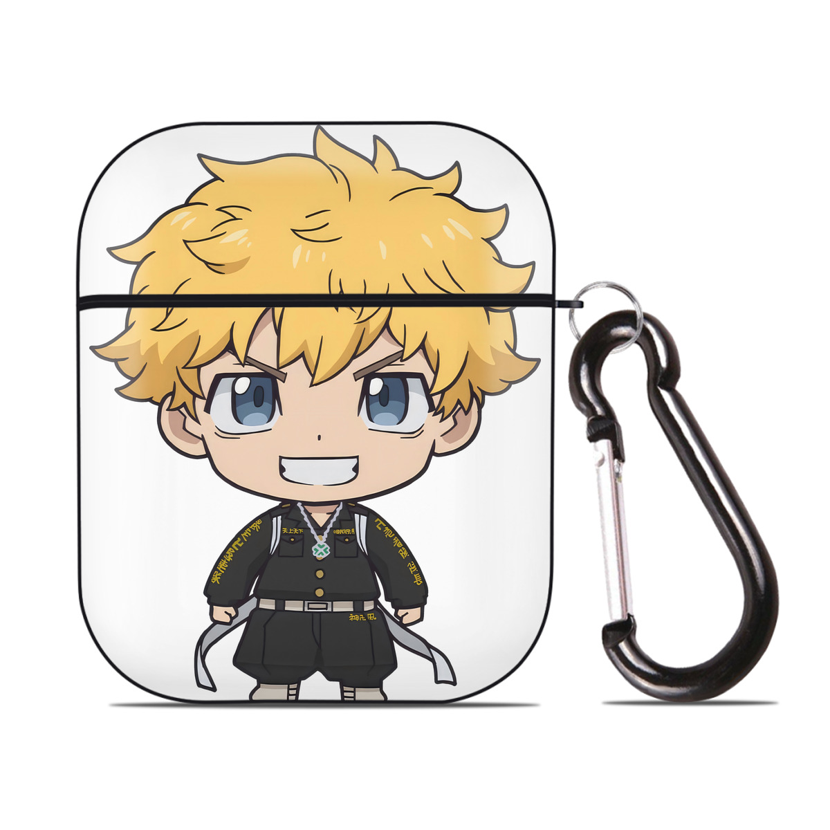（画像用） 東京リベンジャーズ Tokyo Revengers AirPods 第2世代保護ケース ハードシェル ブラック 耐衝撃・防指紋・カラビナ付き