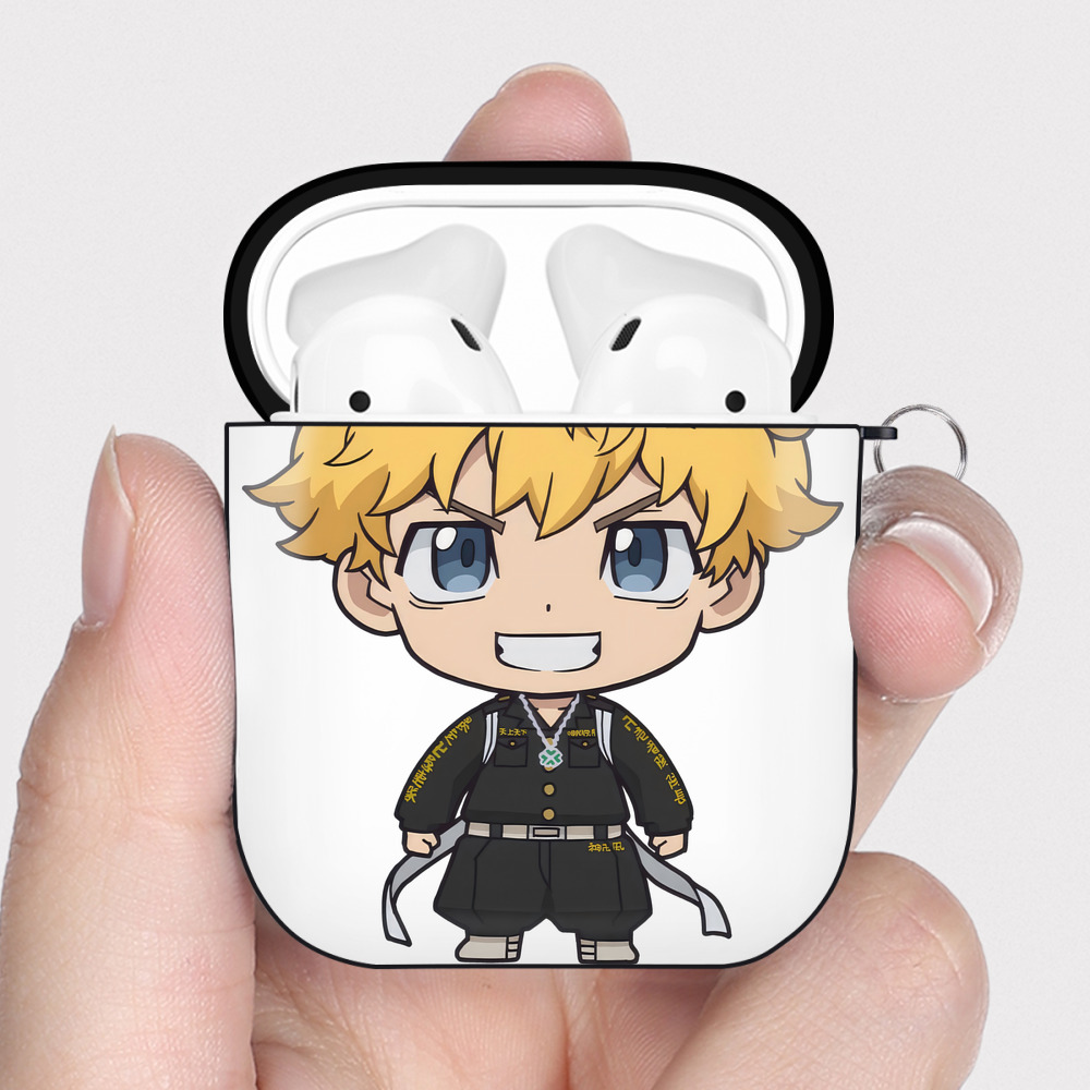 （画像用） 東京リベンジャーズ Tokyo Revengers AirPods 第2世代保護ケース ハードシェル ブラック 耐衝撃・防指紋・カラビナ付き