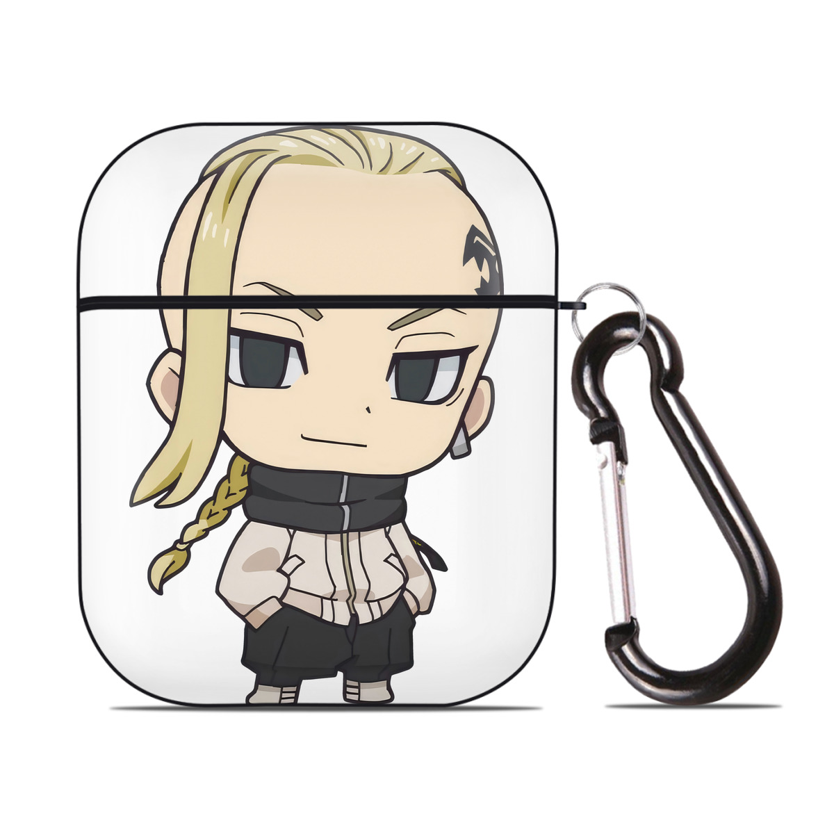 （画像用） 東京リベンジャーズ Tokyo Revengers AirPods 第2世代保護ケース ハードシェル ブラック 耐衝撃・防指紋・カラビナ付き