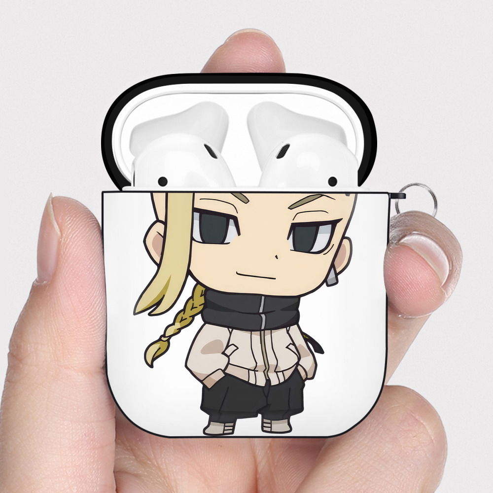 （画像用） 東京リベンジャーズ Tokyo Revengers AirPods 第2世代保護ケース ハードシェル ブラック 耐衝撃・防指紋・カラビナ付き