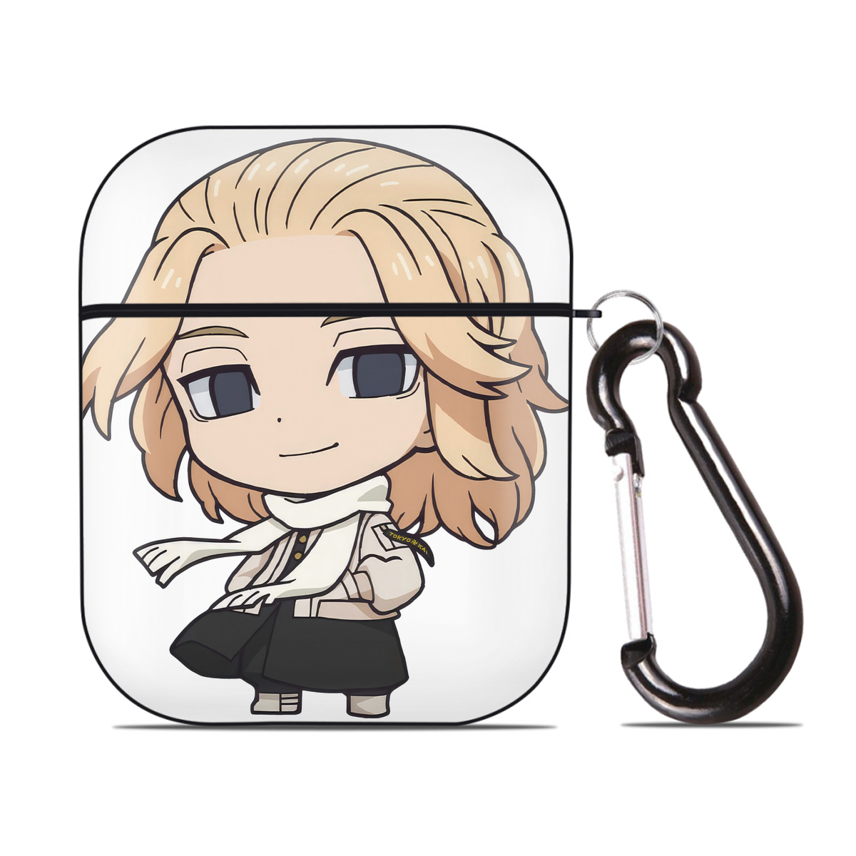 （画像用） 東京リベンジャーズ Tokyo Revengers AirPods 第2世代保護ケース ハードシェル ブラック 耐衝撃・防指紋・カラビナ付き