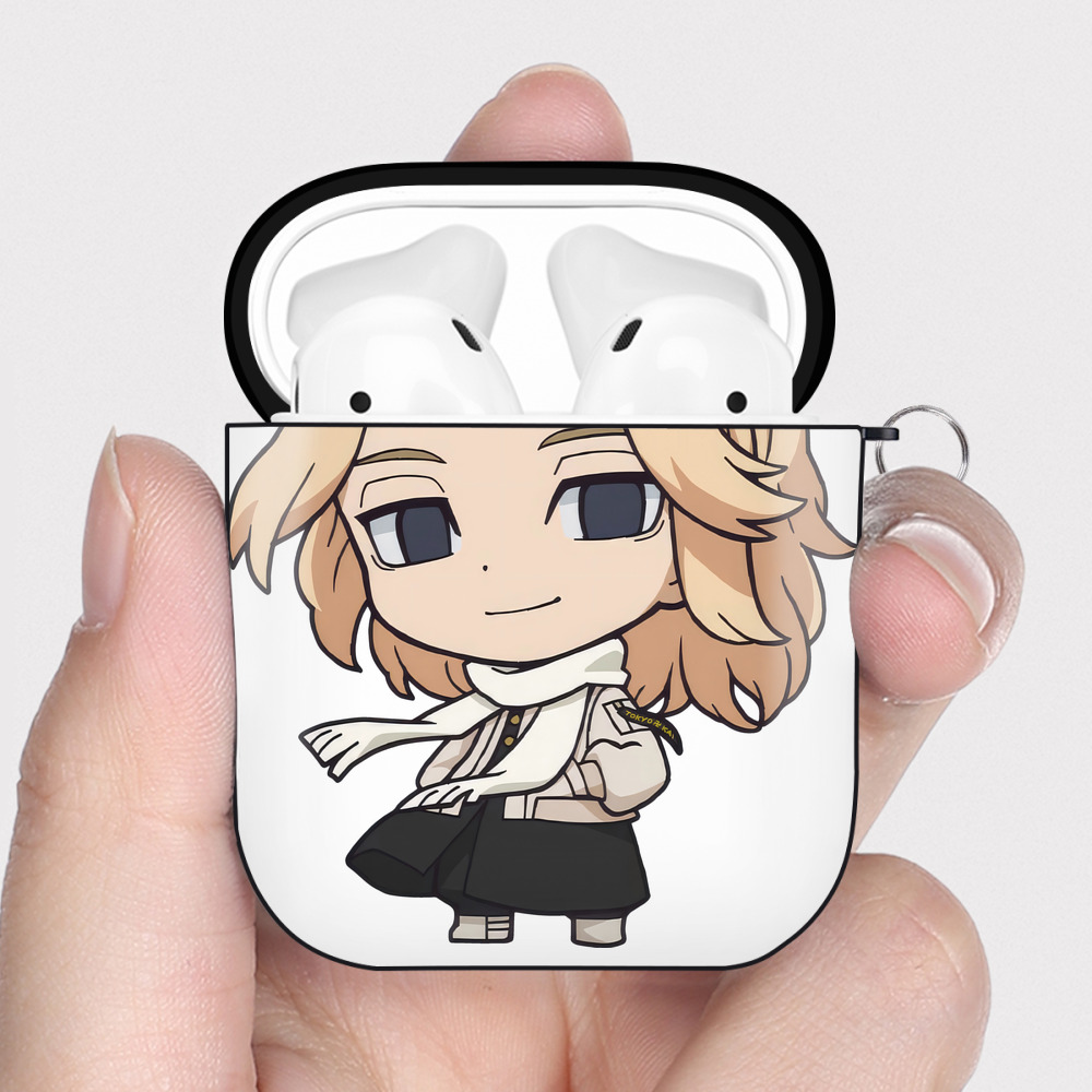 （画像用） 東京リベンジャーズ Tokyo Revengers AirPods 第2世代保護ケース ハードシェル ブラック 耐衝撃・防指紋・カラビナ付き