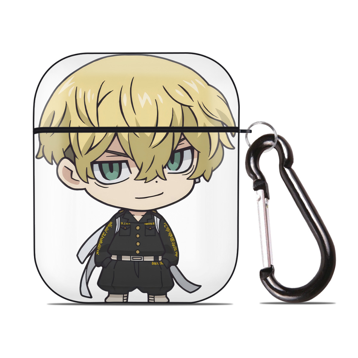 （画像用） 東京リベンジャーズ Tokyo Revengers AirPods 第2世代保護ケース ハードシェル ブラック 耐衝撃・防指紋・カラビナ付き